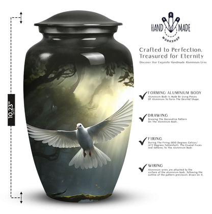 Dove urn showcasing cremation urns for men, designed for burial or to gracefully hold adult human ashes