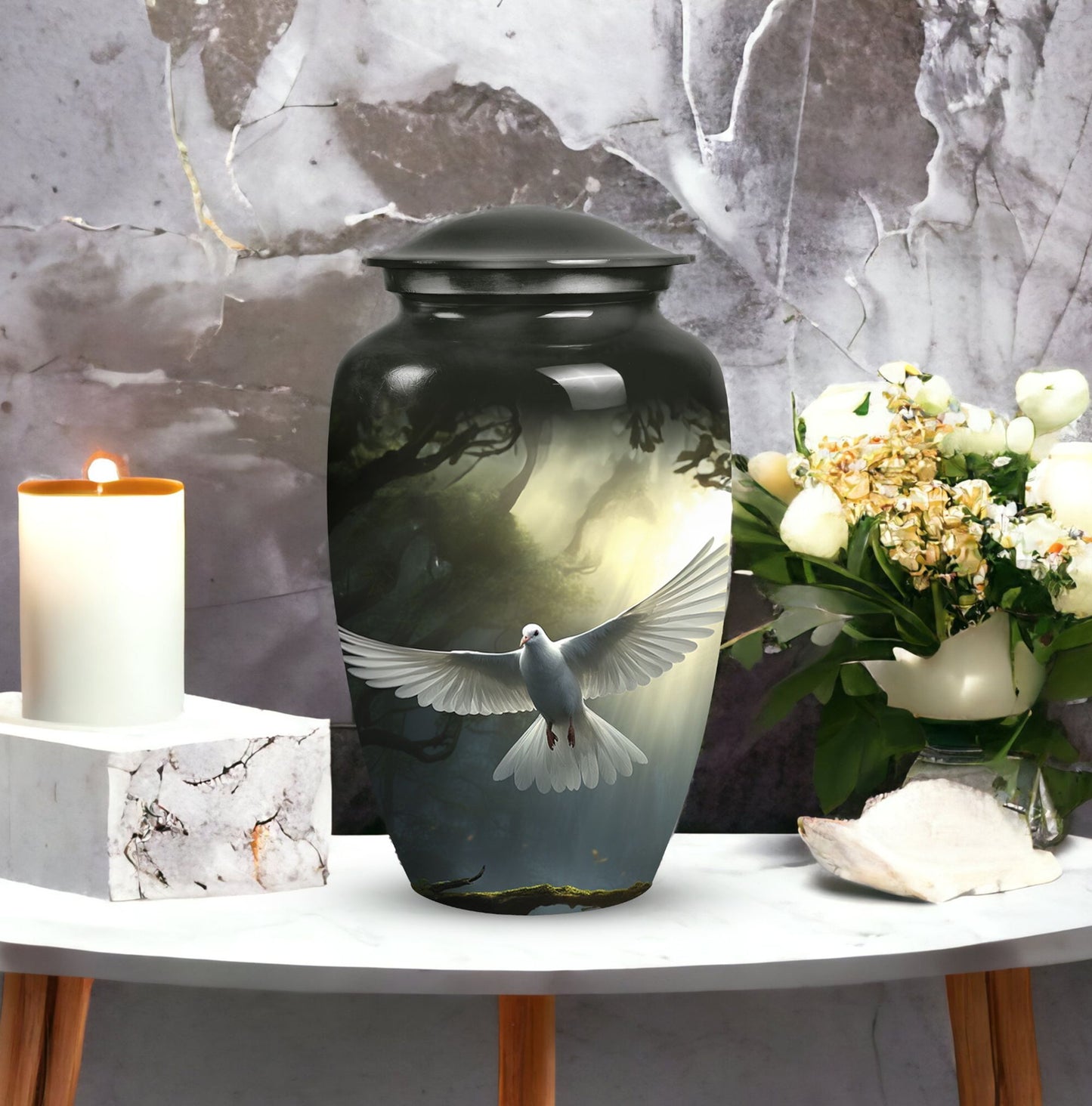 Dove urn showcasing cremation urns for men, designed for burial or to gracefully hold adult human ashes