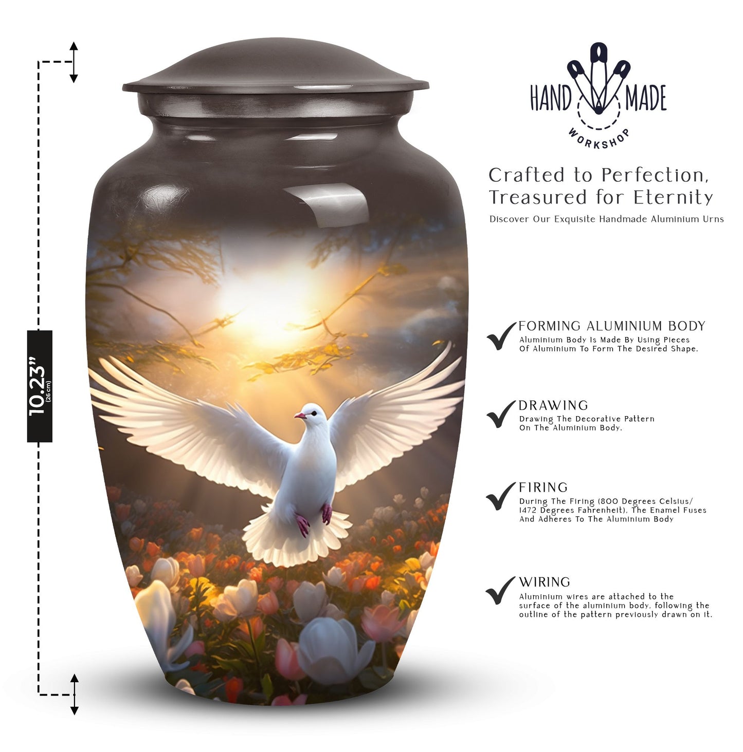 Elegant Dove urn designed for adult ashes, suitable for both male and female cremation