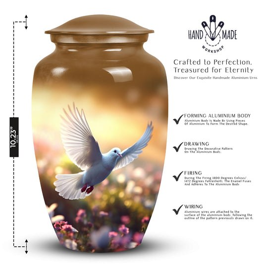Elegant and durable Dove Urn for storing adult male human ashes, suitable for funeral ceremonies, and memorial use.