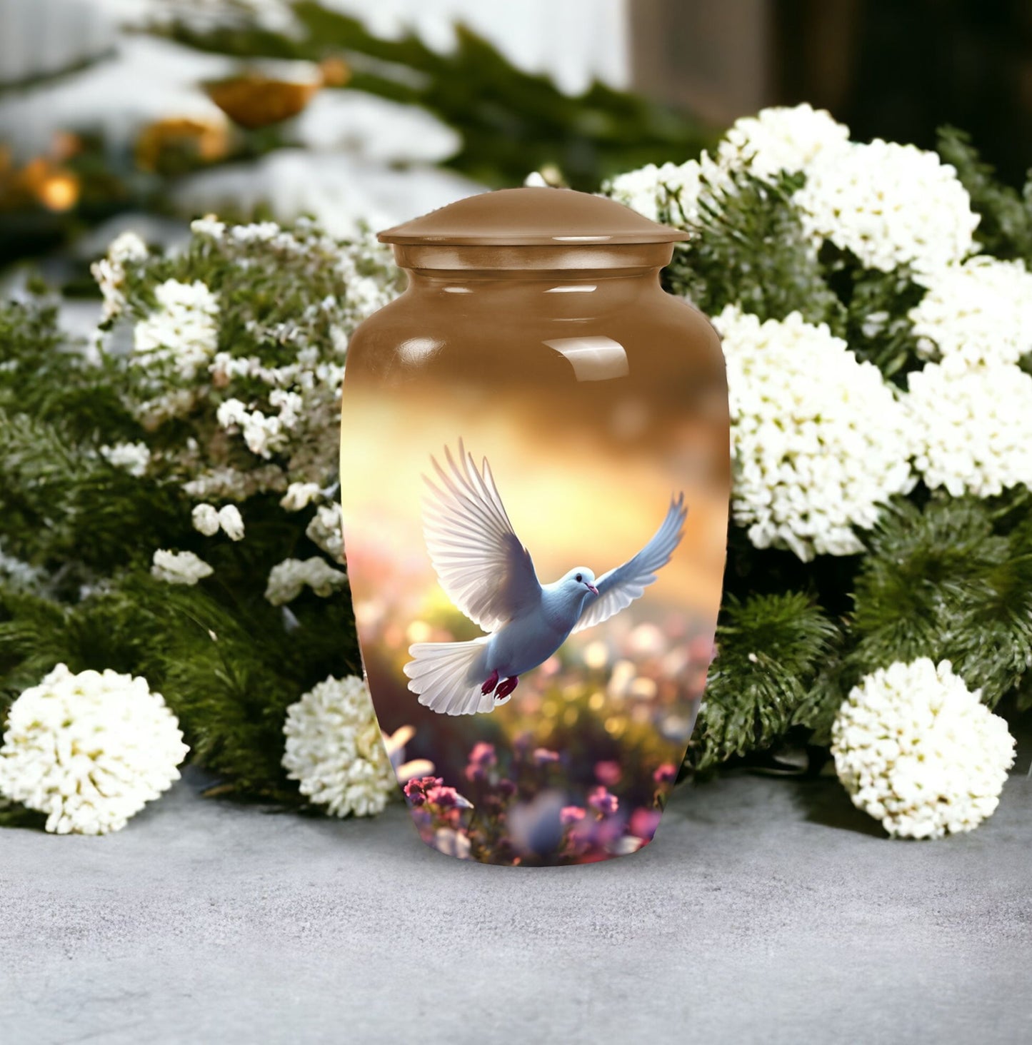 Elegant and durable Dove Urn for storing adult male human ashes, suitable for funeral ceremonies, and memorial use.