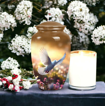 Elegant and durable Dove Urn for storing adult male human ashes, suitable for funeral ceremonies, and memorial use.