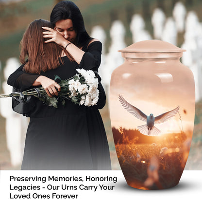 Elegant Dove urns utilized for adult human ashes after cremation, ideal as burial urns and companion urns.