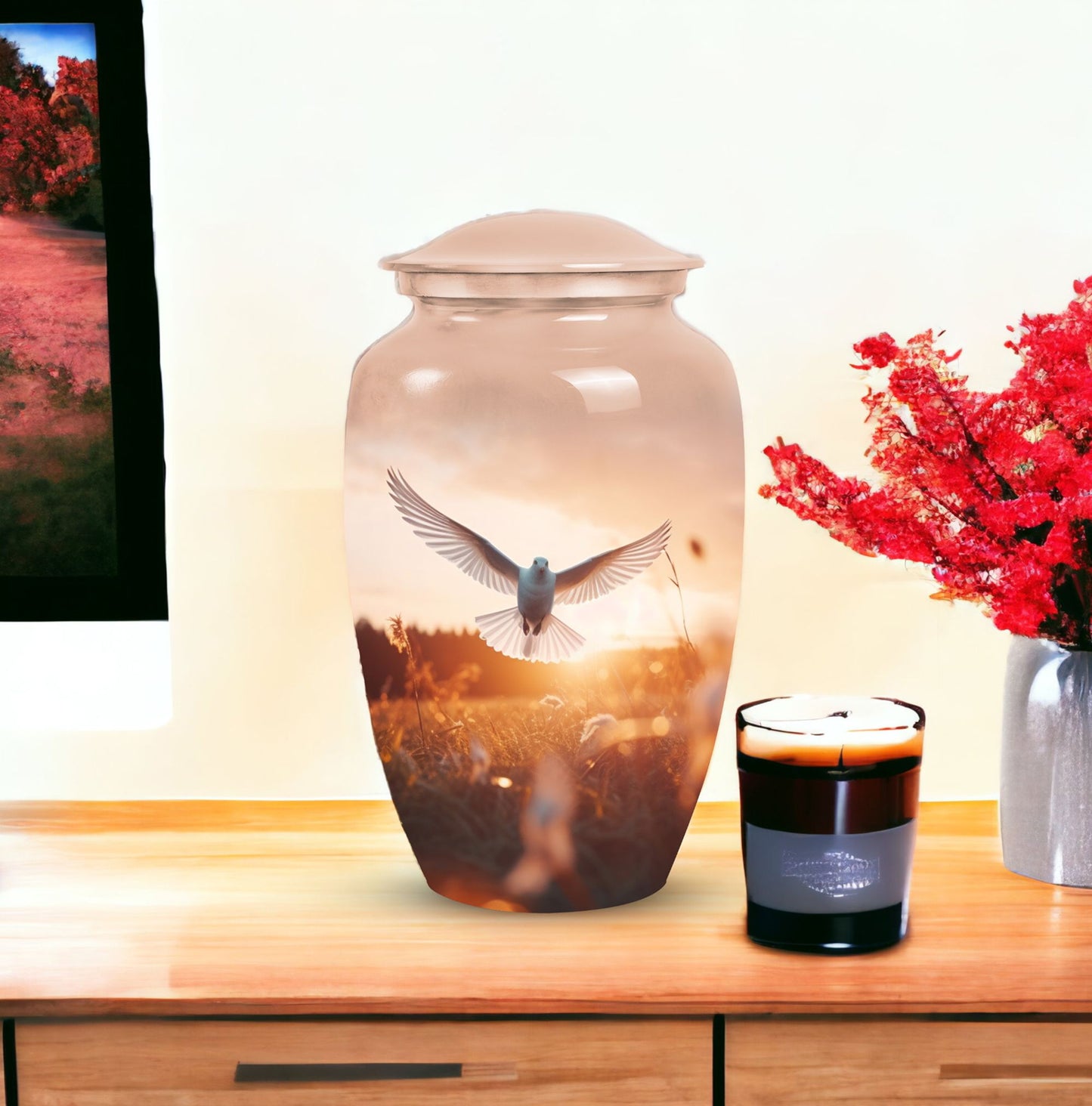 Elegant Dove urns utilized for adult human ashes after cremation, ideal as burial urns and companion urns.