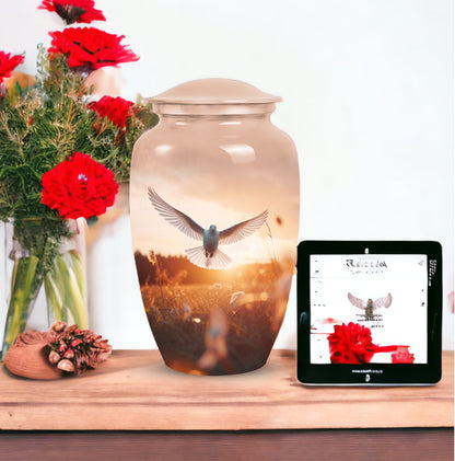 Elegant Dove urns utilized for adult human ashes after cremation, ideal as burial urns and companion urns.