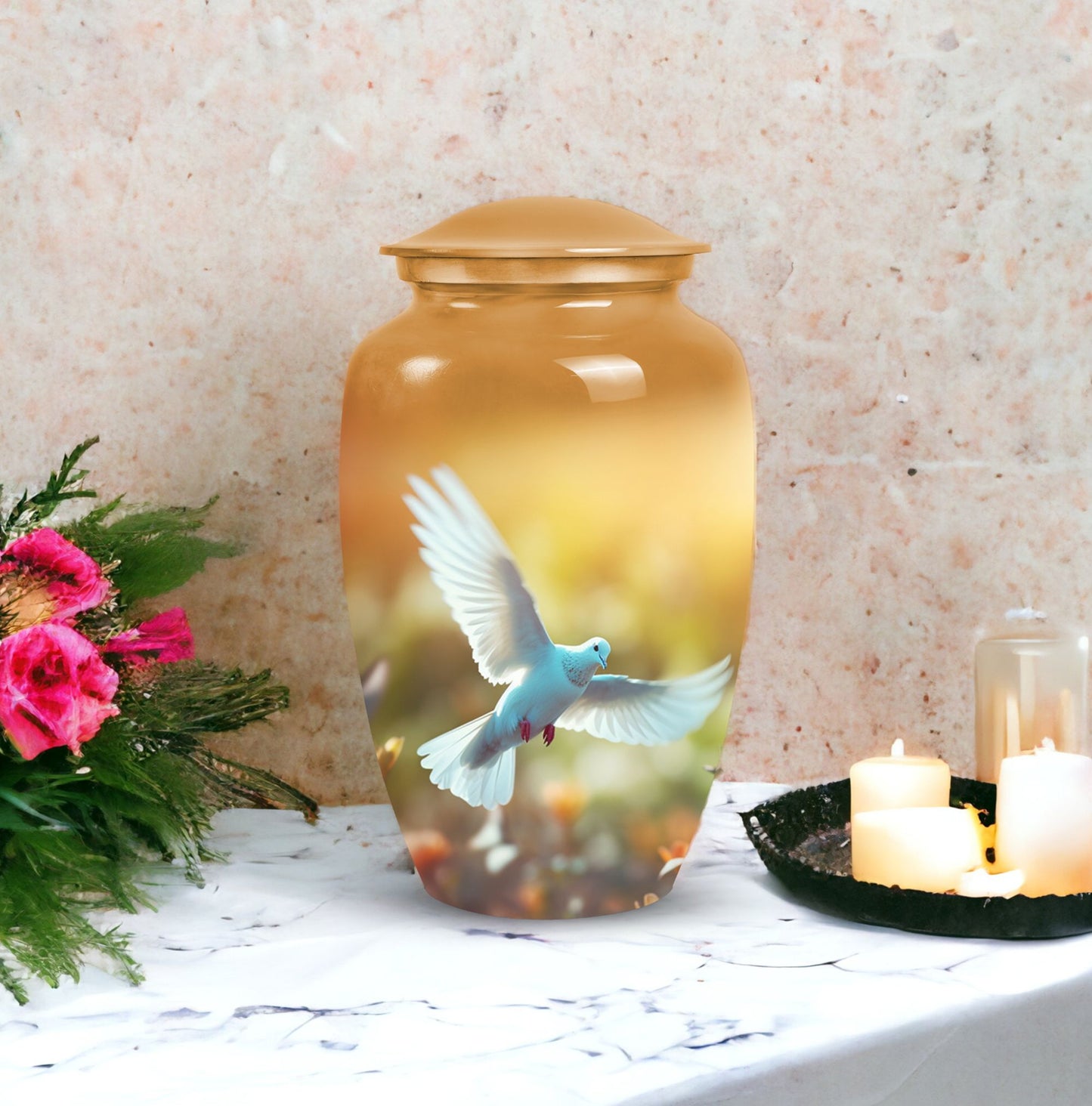 Elegant Dove Urn, part of our decorative burial urns collection, suitable for human ashes - ideal funeral decoration and urn for women and adults