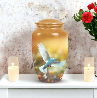 Elegant Dove Urn, part of our decorative burial urns collection, suitable for human ashes - ideal funeral decoration and urn for women and adults