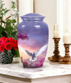 Dove-themed cremation urn in medium size, suitable for storing adult men's ashes, perfect for honoring a beloved dad.