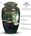 Elegant Dove engraved urns for female ashes, suitable for cremation and memorial service