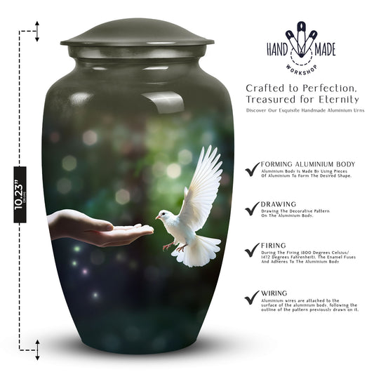 Elegant Dove engraved urns for female ashes, suitable for cremation and memorial service