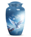 Dove adorned burial urn for adult male human ashes