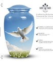 Elegant Dove Urn, a dignified burial urn for adult human ashes, suitable to memorialize a loved one