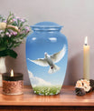 Elegant Dove Urn, a dignified burial urn for adult human ashes, suitable to memorialize a loved one