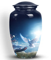 Elegant Dove Urn, a sturdy metal urn for storing adult human ashes, also called ash holder