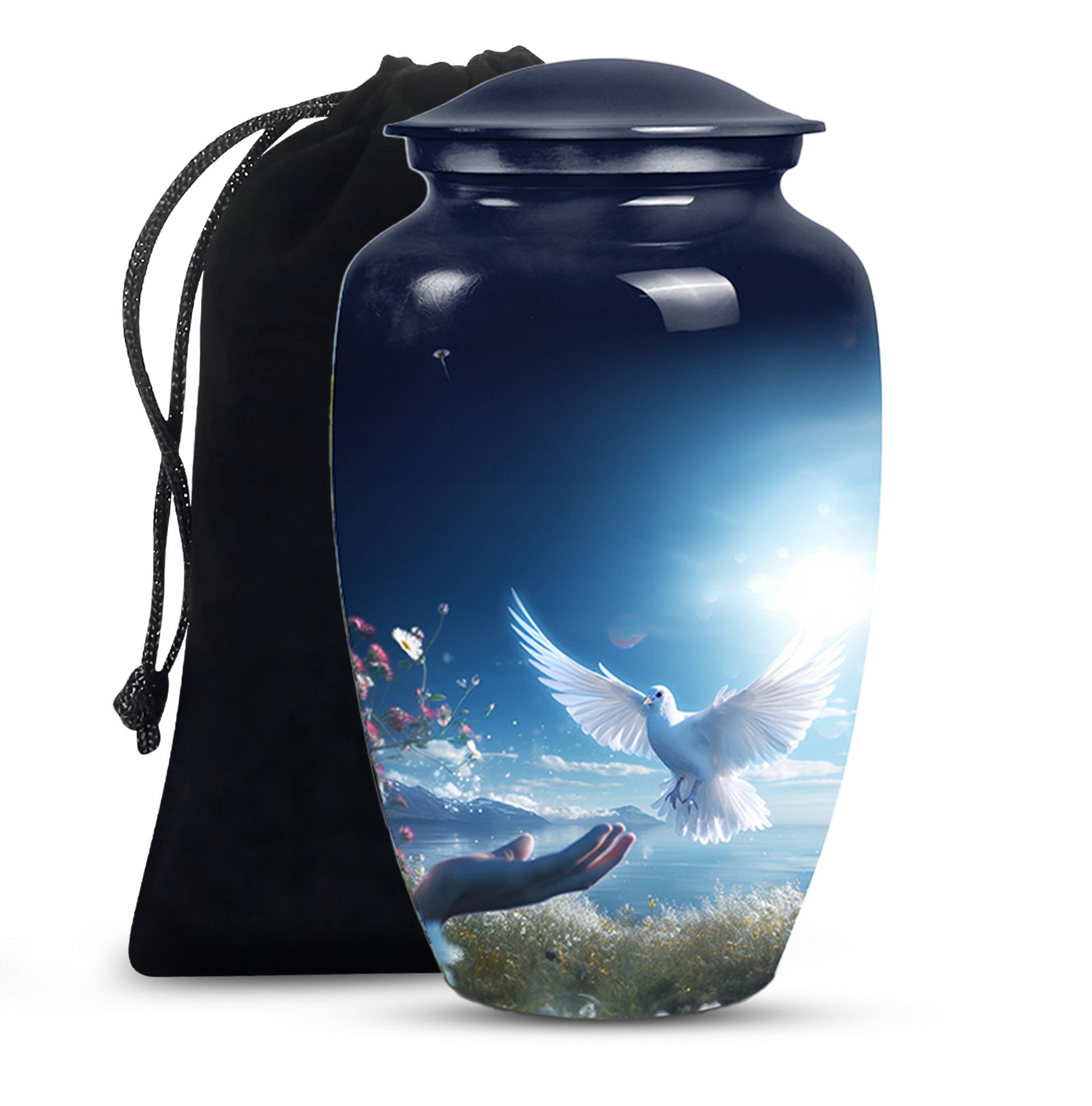 Dove Funeral Urn For Human Ashes - Blue Memorial Keepsakes For Ashes