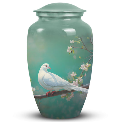 Unique Dove urn, a high-quality metal funeral urn for adult human ashes, specifically suited for commemorating a grandfather