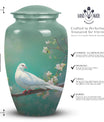 Unique Dove urn, a high-quality metal funeral urn for adult human ashes, specifically suited for commemorating a grandfather