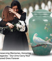 Unique Dove urn, a high-quality metal funeral urn for adult human ashes, specifically suited for commemorating a grandfather