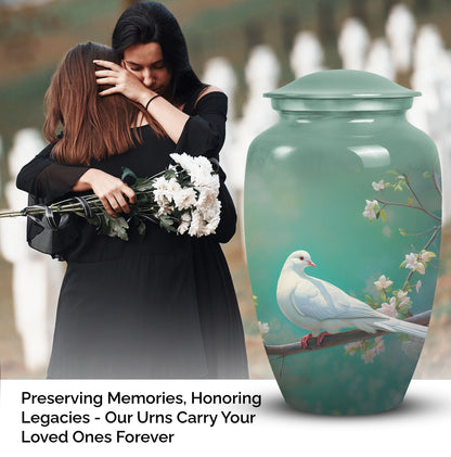Unique Dove urn, a high-quality metal funeral urn for adult human ashes, specifically suited for commemorating a grandfather