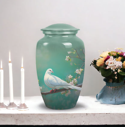 Unique Dove urn, a high-quality metal funeral urn for adult human ashes, specifically suited for commemorating a grandfather