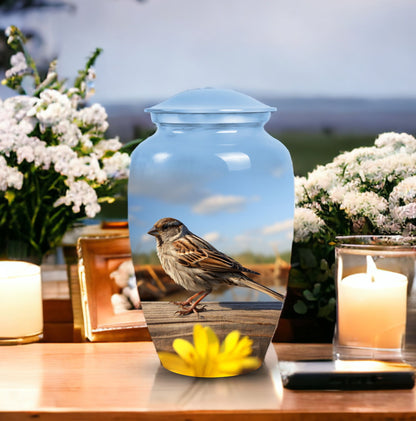 Sparrow urn used as an elegant funeral decoration, a burial urn for human ashes, suitable for adult cremation.
