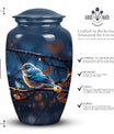 Elegant Sparrow Cremation Urn for adult woman ashes, beautifully crafted urn for human ashes