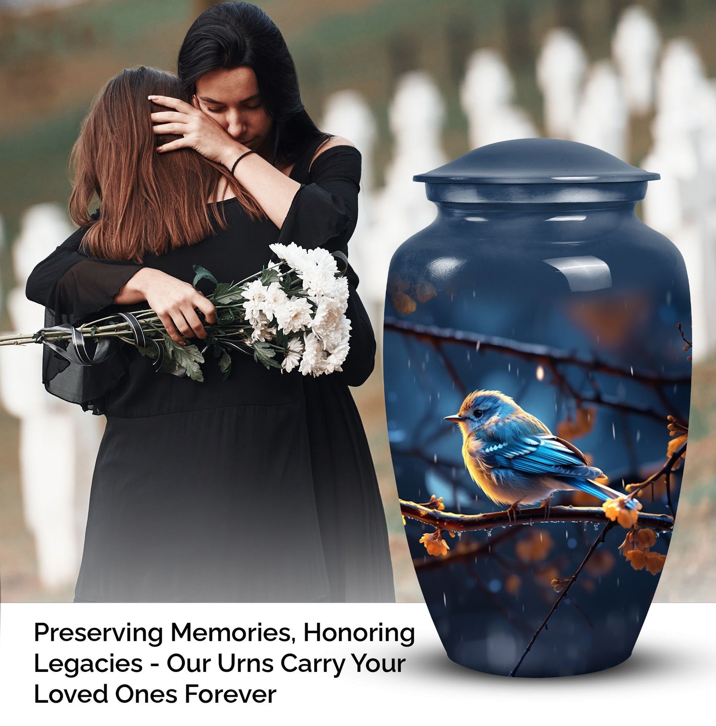 Elegant Sparrow Cremation Urn for adult woman ashes, beautifully crafted urn for human ashes