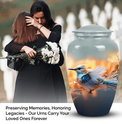 Artistic Sparrow Urn for adults, women's burial urn for human ashes, unique in funeral decorations