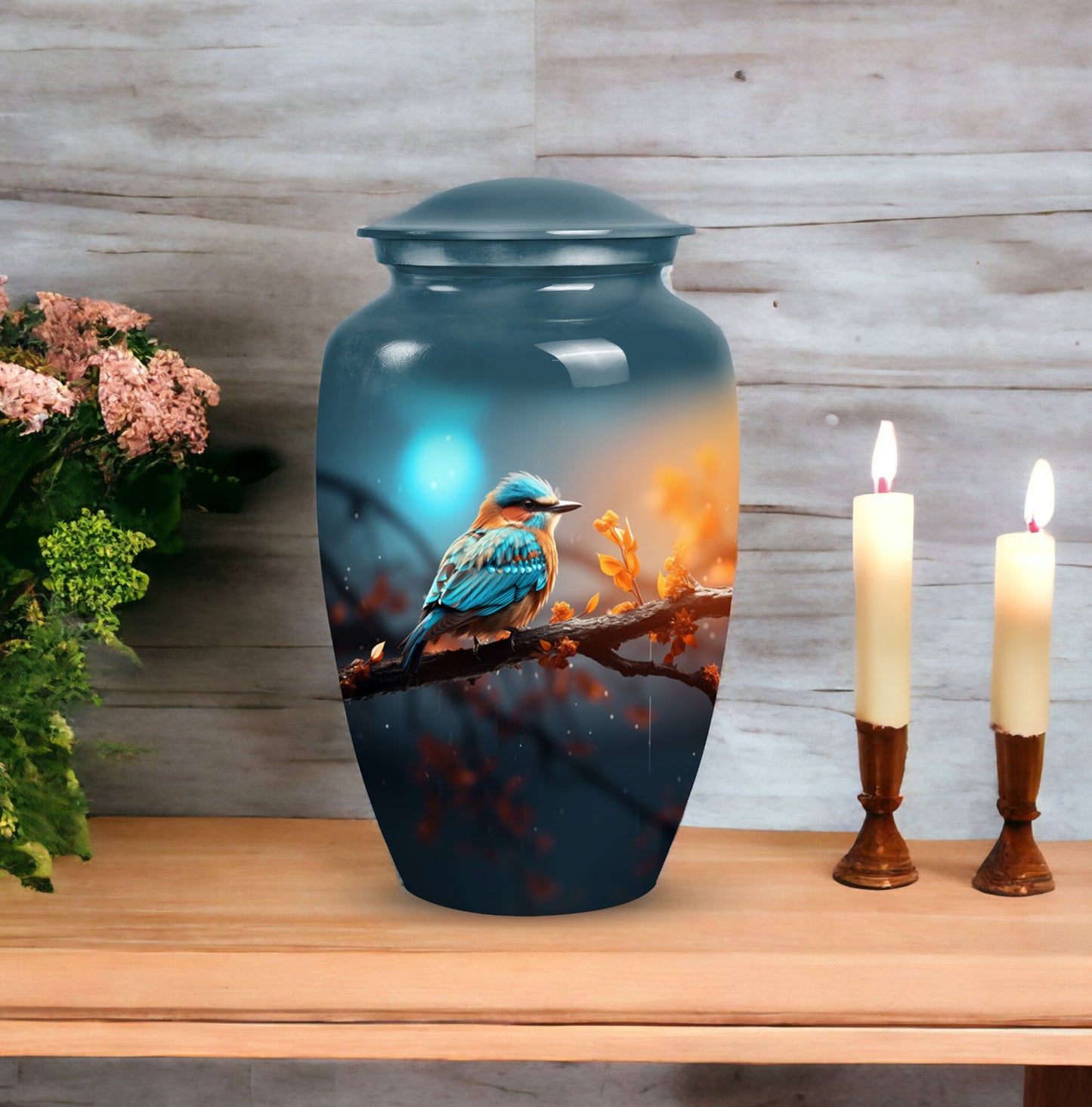 Elegant Sparrow Cremation Urn for adult woman's ashes in tasteful design