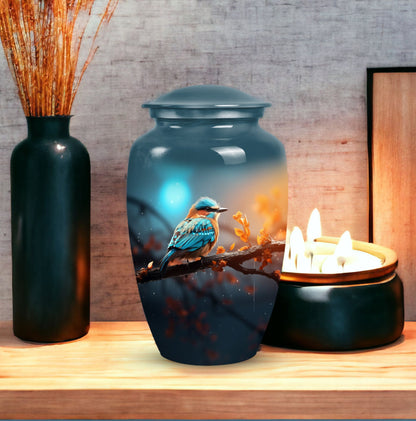 Elegant Sparrow Cremation Urn for adult woman's ashes in tasteful design