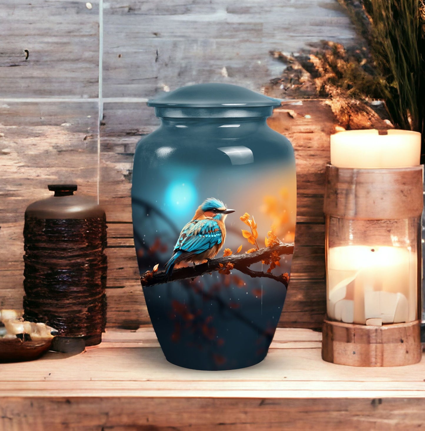 Elegant Sparrow Cremation Urn for adult woman's ashes in tasteful design