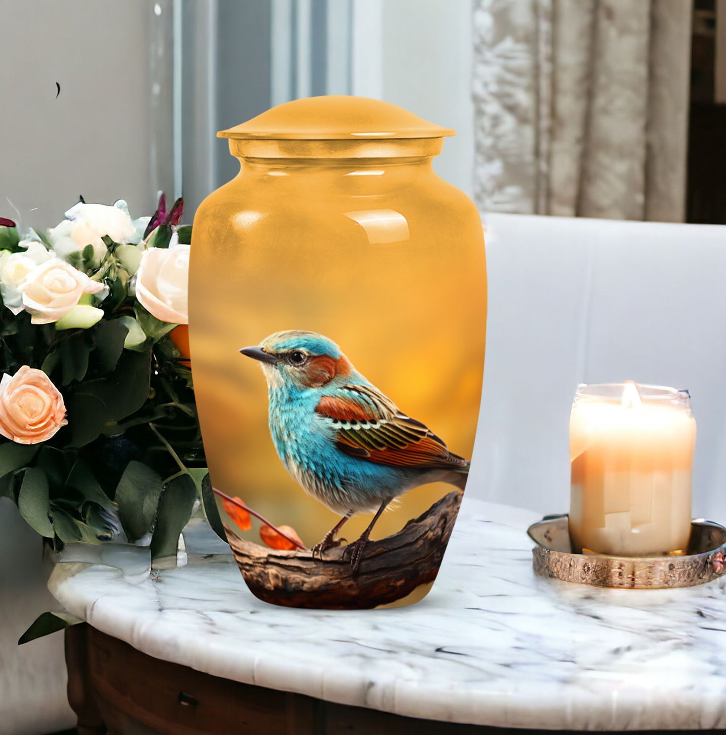 Elegant Sparrow Urn, distinct funeral urn for storing adult human ashes, honoring the deceased's memory