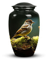 Sparrow-written, decorative urn serving as a meaningful memorial ash container for adults, particularly men