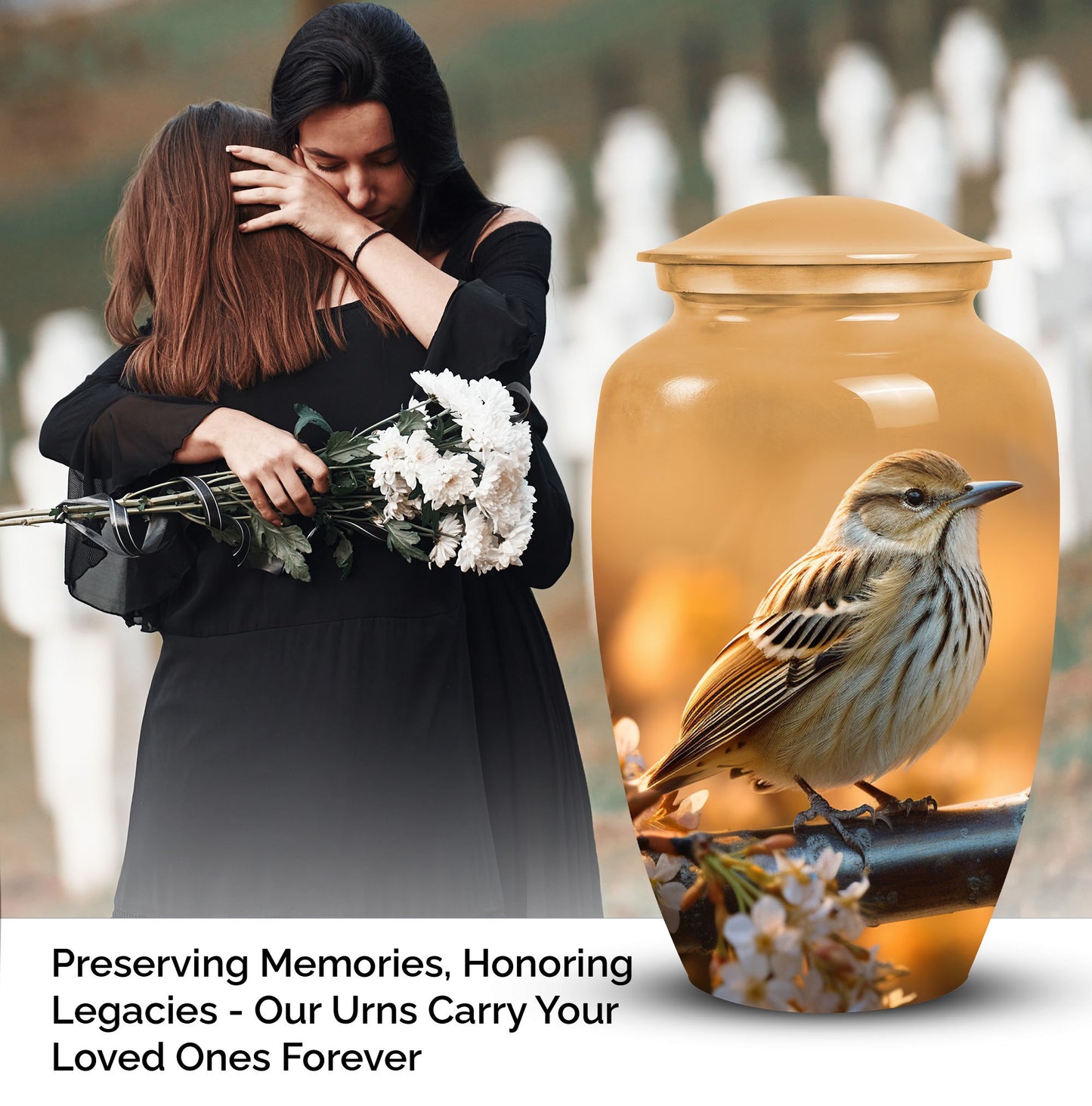 Sparrow Funeral Urn with the capacity to hold Adult Human Ashes for burials and memorial ceremonies