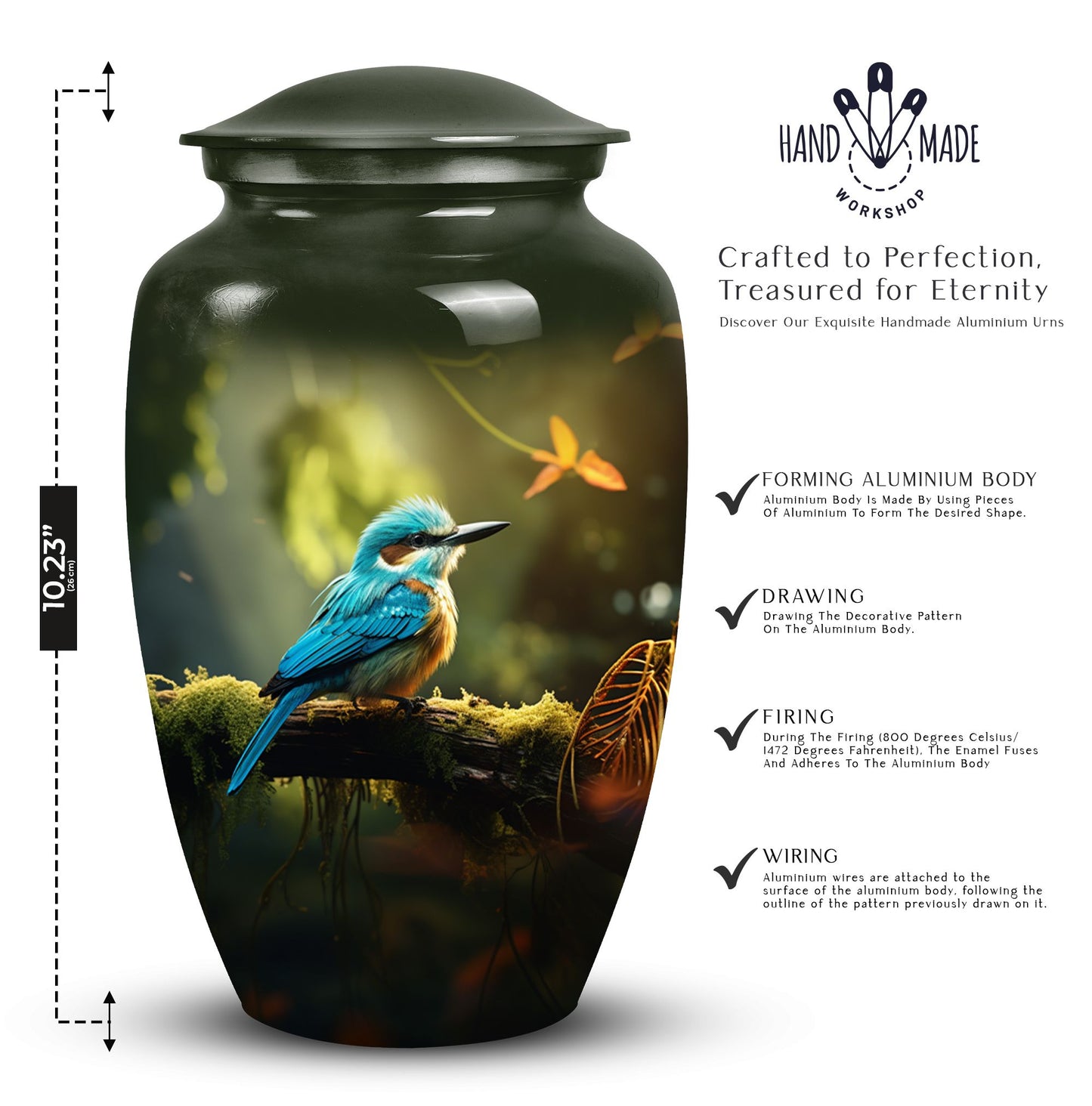 Sparrow urn styled as a decorative ash container for adults, ideal for memorializing loved ones