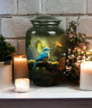 Sparrow urn styled as a decorative ash container for adults, ideal for memorializing loved ones