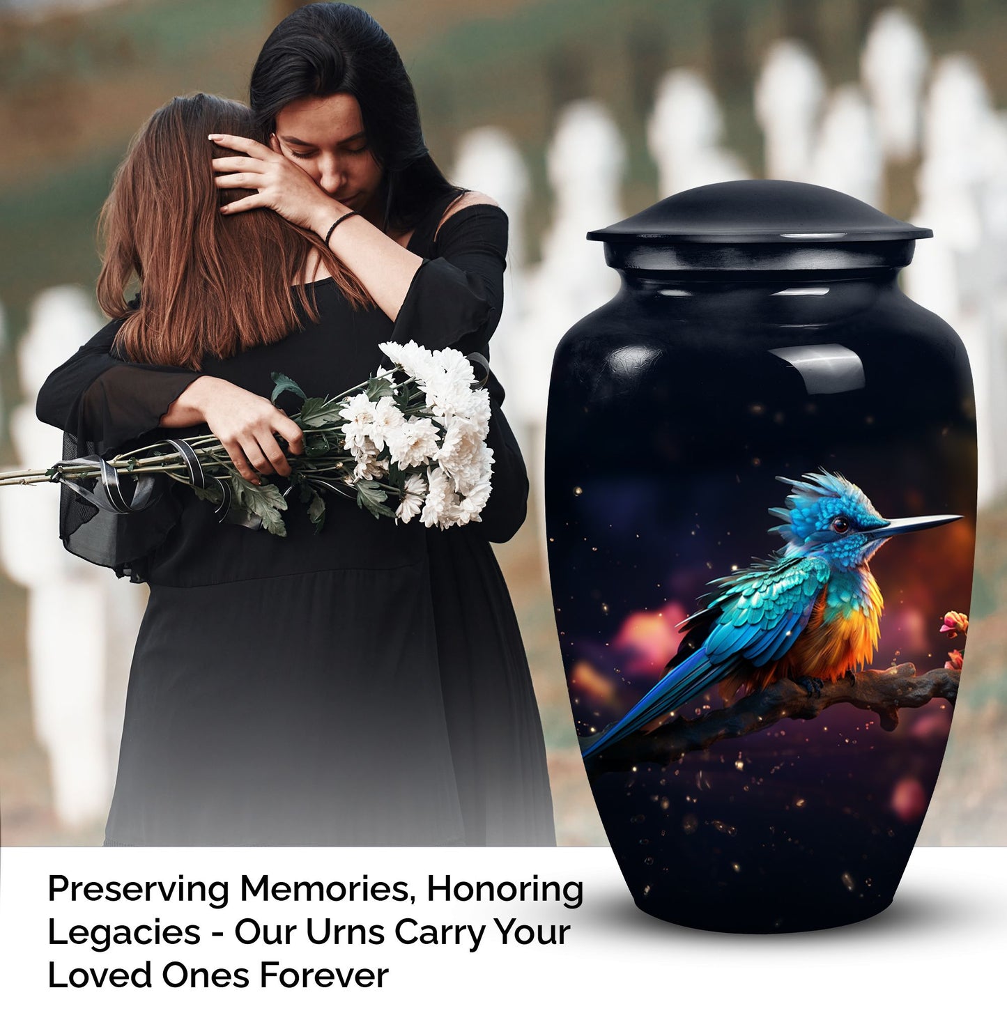 Sparrow Urn suitable for adult male ashes, presenting a timeless burial solution