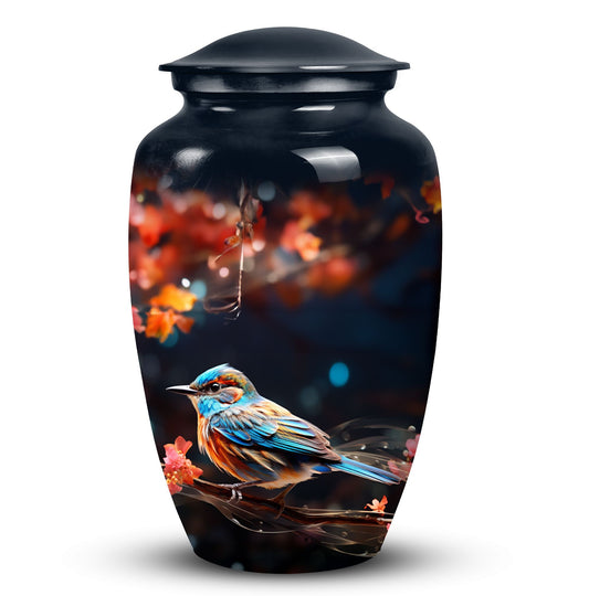 Metal Sparrow Cremation Urn, Custom Funeral Urn for Adult Female Ashes, Unique and Collective Design