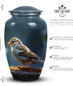Elegant Sparrow Cremation Urn designed for adult human ashes, ideal burial urn for men or a mom