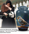 Elegant Sparrow Cremation Urn designed for adult human ashes, ideal burial urn for men or a mom