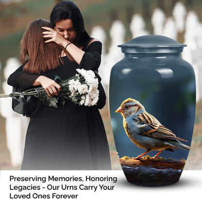Elegant Sparrow Cremation Urn designed for adult human ashes, ideal burial urn for men or a mom