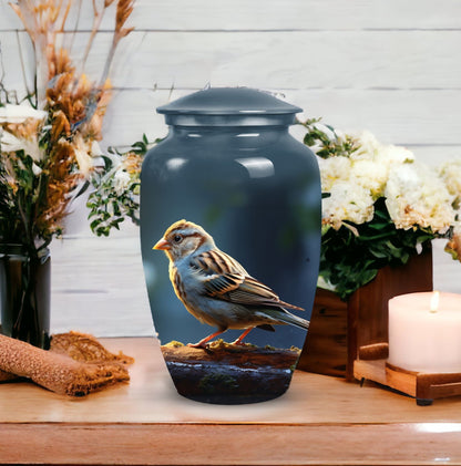 Elegant Sparrow Cremation Urn designed for adult human ashes, ideal burial urn for men or a mom