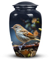 Sparrow design cremation urn, ideal for preserving adult female and male ashes.