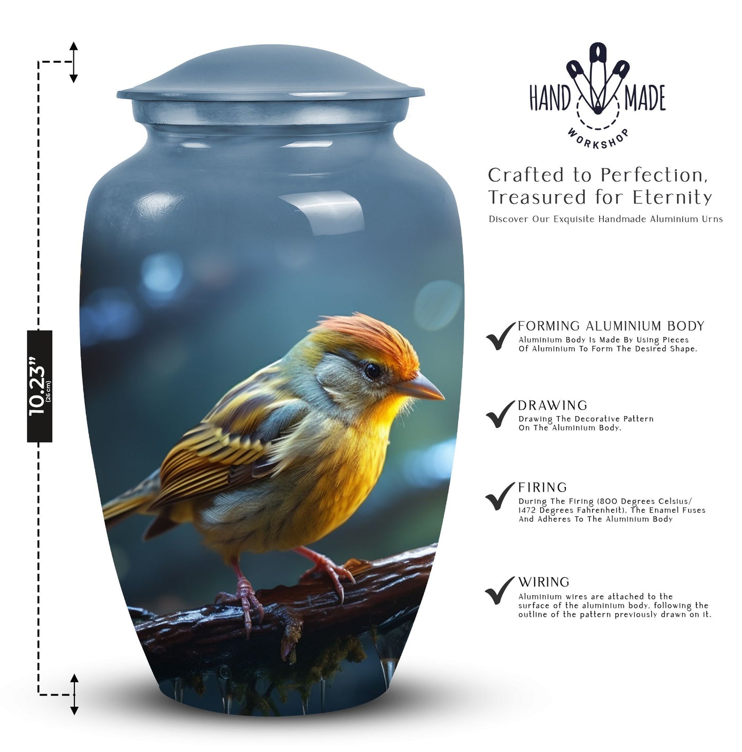 Spacious Sparrow Urn for cremation ashes of an adult man, also suitable for female and mother's ashes