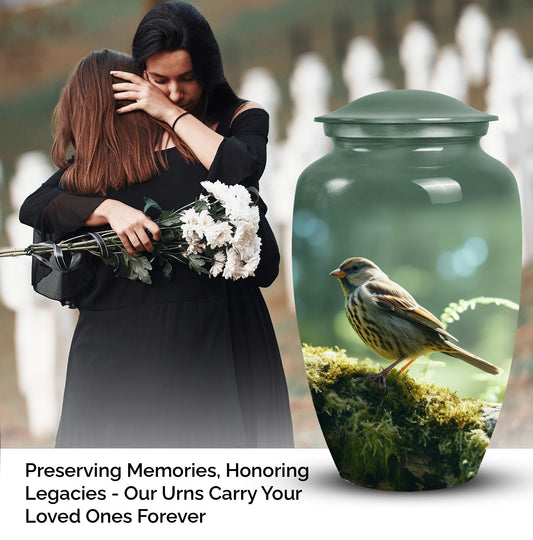 A Sparrow cremation urn designed for adult female ashes, a suitable cremain container for burial and funerals