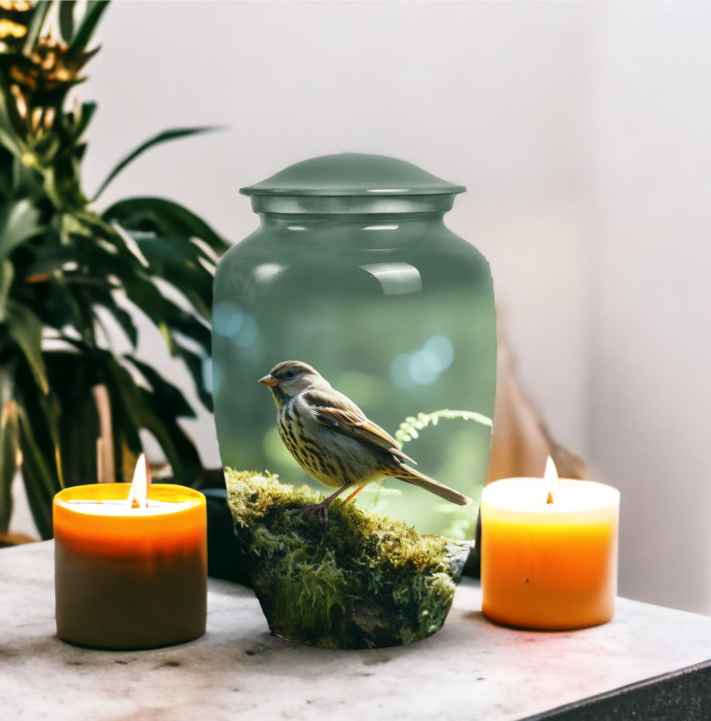 A Sparrow cremation urn designed for adult female ashes, a suitable cremain container for burial and funerals