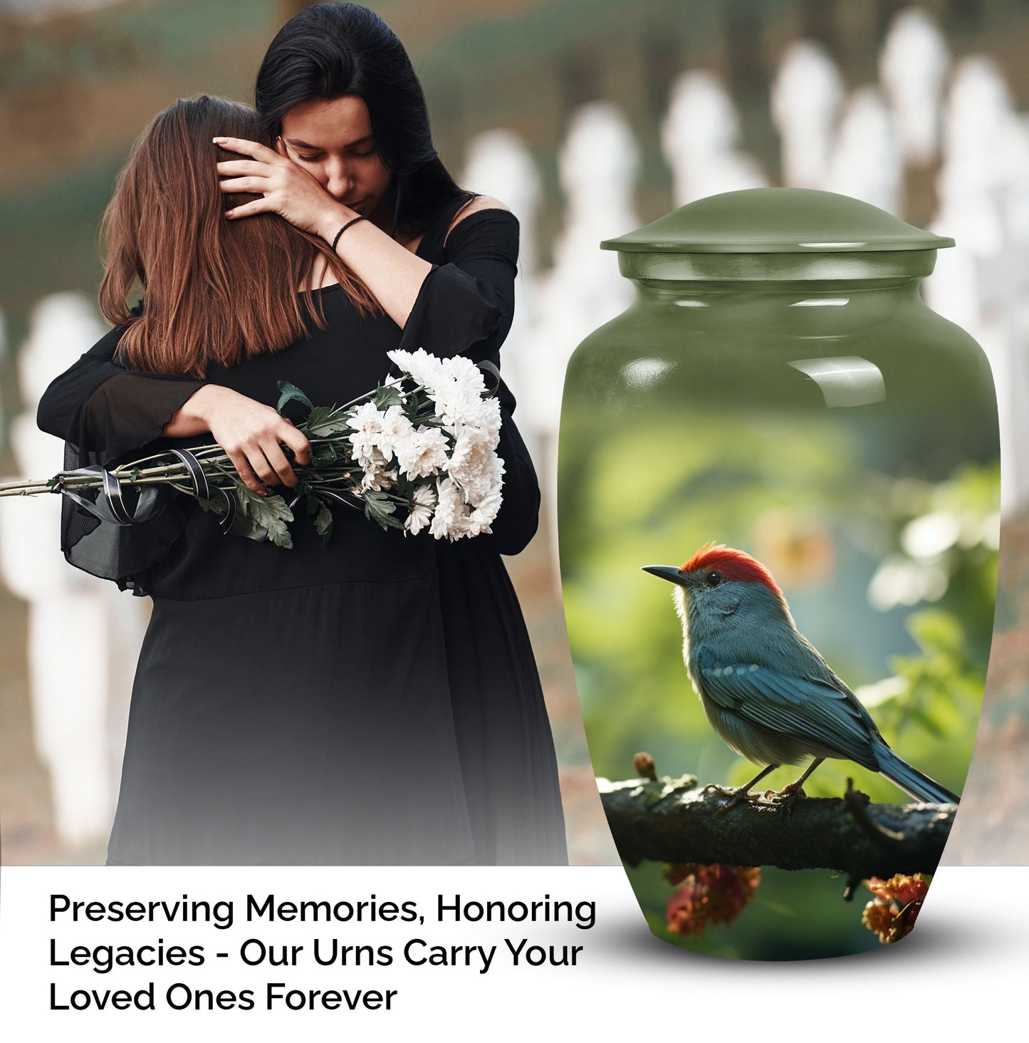High quality cremation urn in sparrow design, suitable for adult human ashes and ideal for men