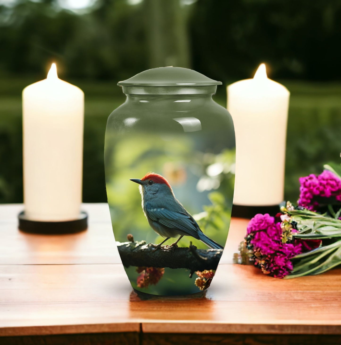 High quality cremation urn in sparrow design, suitable for adult human ashes and ideal for men