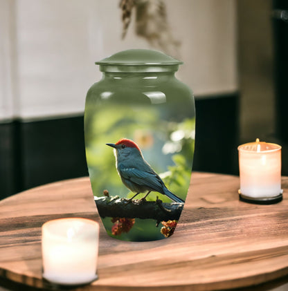 High quality cremation urn in sparrow design, suitable for adult human ashes and ideal for men