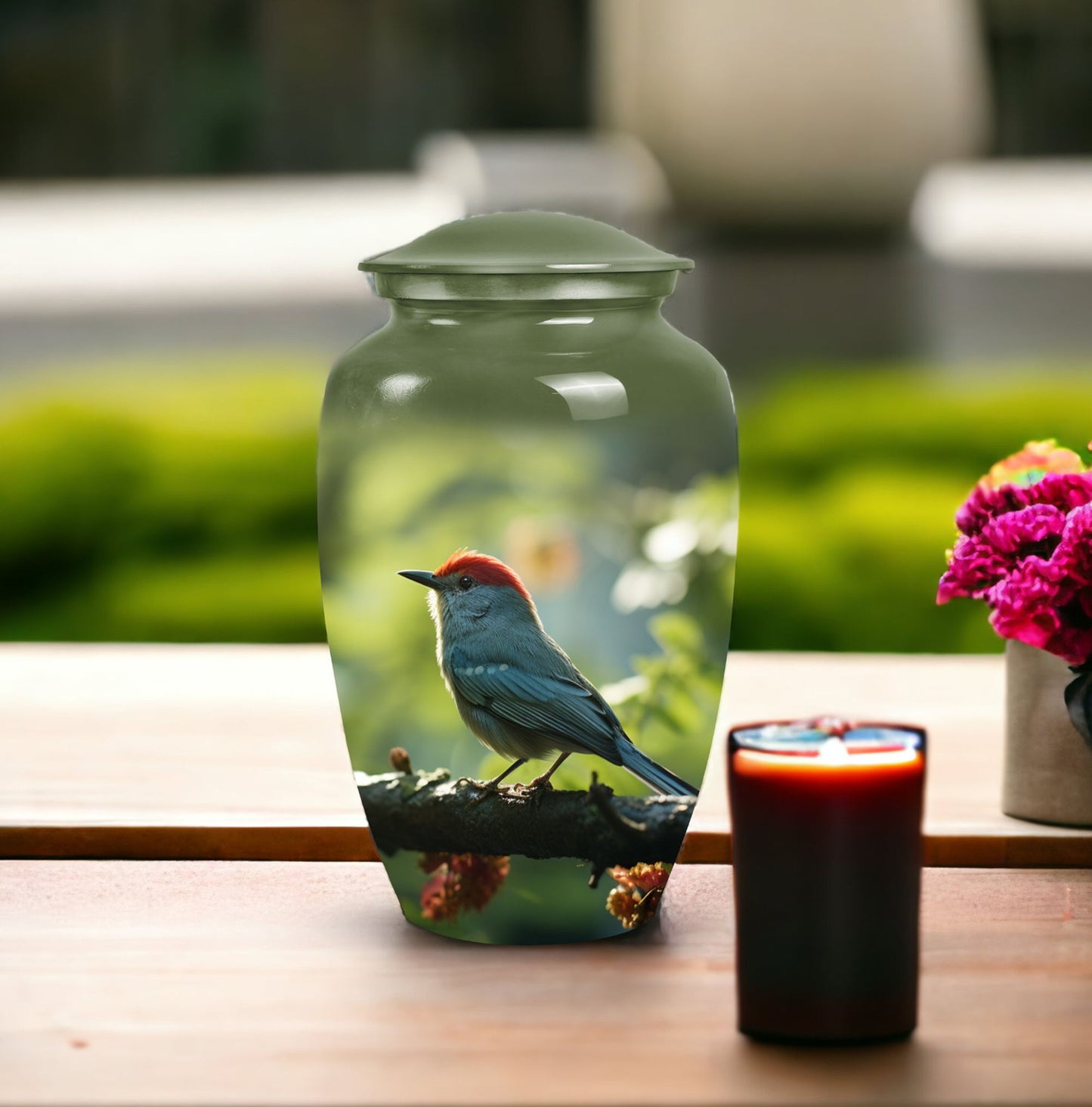 High quality cremation urn in sparrow design, suitable for adult human ashes and ideal for men